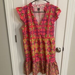 SHEIN Pink and Green Floral Top